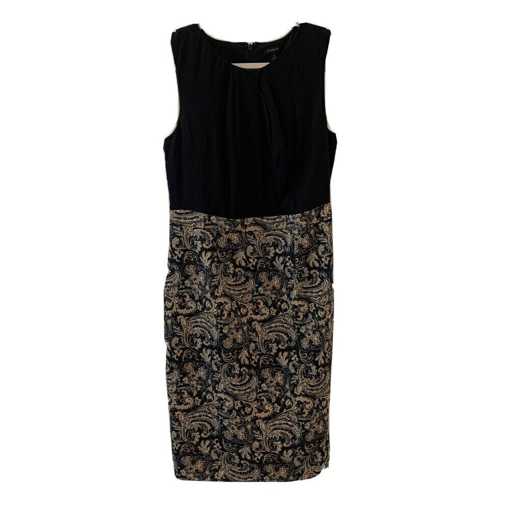 Talbots Womens Size 8 Multicolor Paisley Colorblock Sheath Career Cocktail Dress